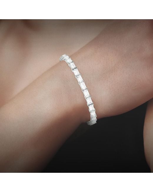 Kylie Harper Metallic Emerald Cut Diamond Cz Tennis Bracelet