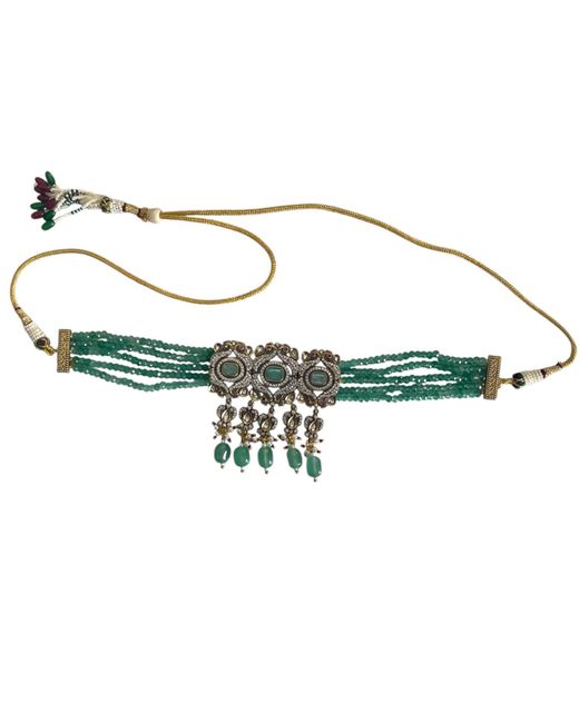 Veronica Tharmalingam Green Emma Choker With Jade And Adjustable Length