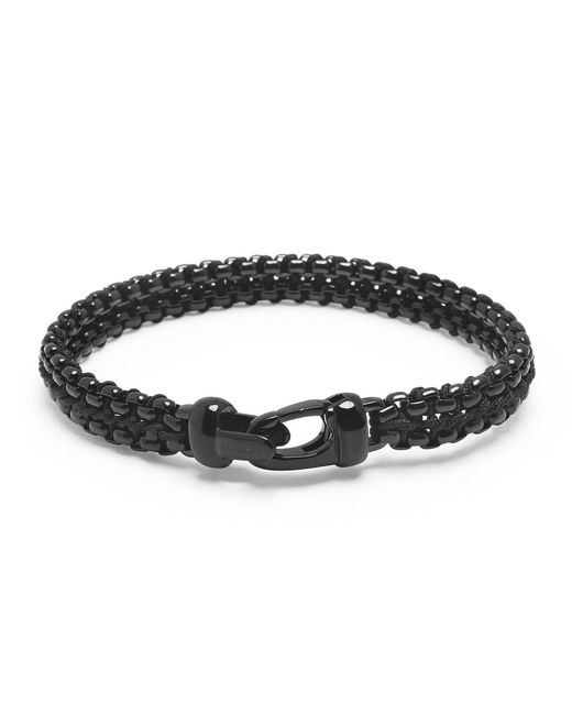Nialaya Black Total Woven Box Chain Bracelet for men