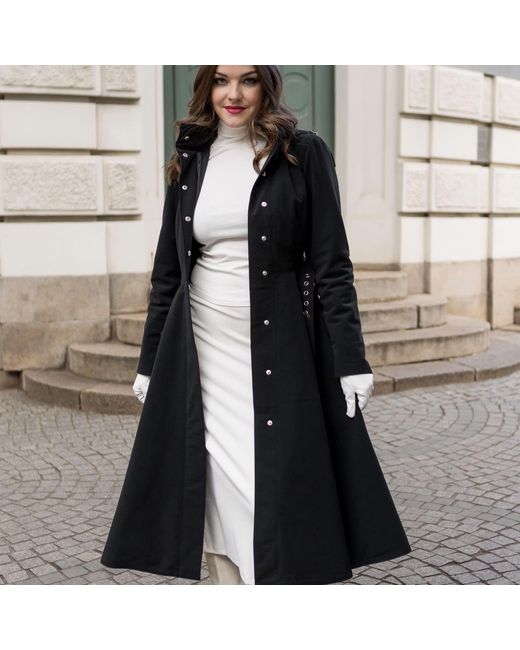 RainSisters Black Winter Coat With A Hood: Obsidian Frost