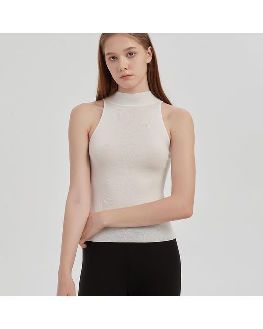NUAJE NUAJE White Halterneck Merino Wool Silk Knit Tank