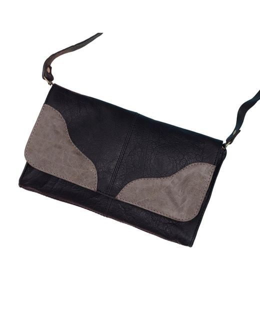 VIDA VIDA Blue Clutch Handbag & Leather