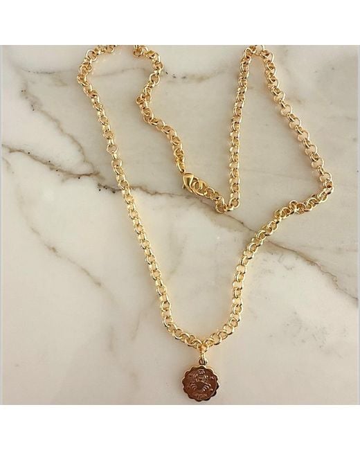 Alexie of Athens Metallic Gemini Zodiac Mini Medallion Chain Necklace