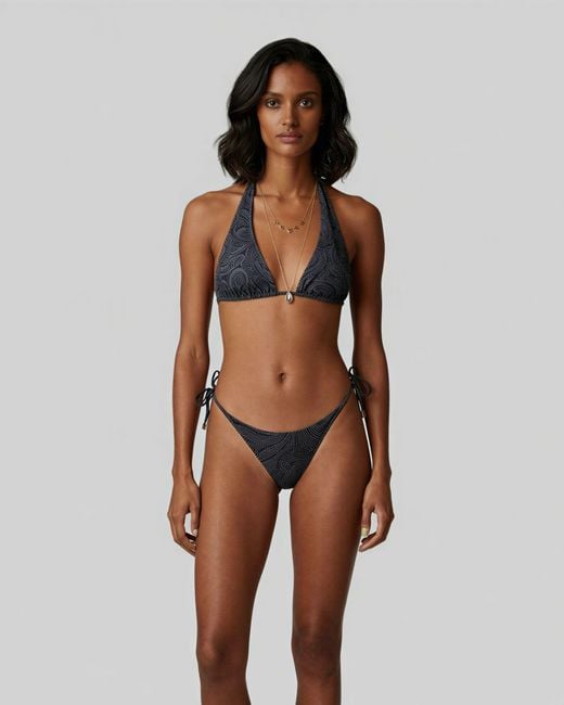 Lords of Harlech Blue Raquel Crochet Paisley Caviar Bikini Top