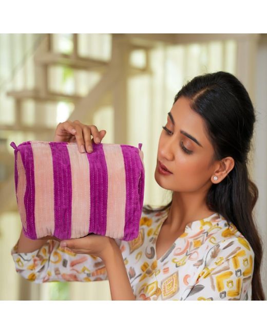 Conscious Yoga Collective Purple The Striped Velvet Travel Set