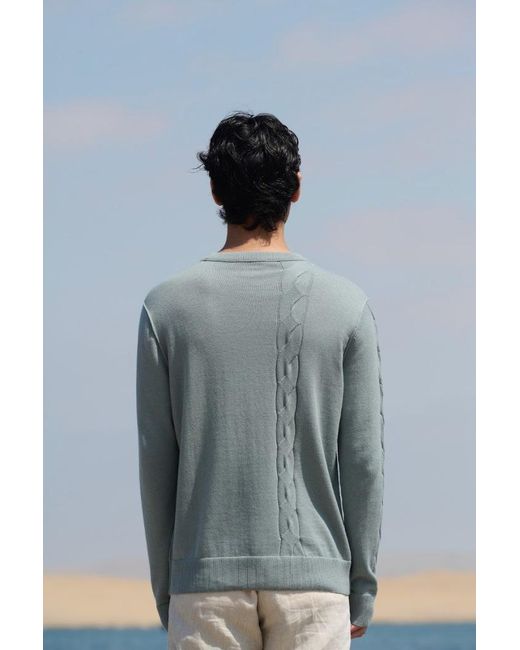 La Granni Blue Cable Crewneck