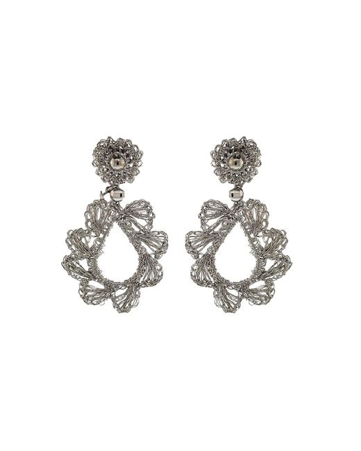 Lavish by Tricia Milaneze Metallic All Audrey Dangle Handmade Crochet Earrings