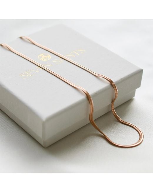 Seven Saints Metallic Herringbone Chain Necklace, Over Sterling