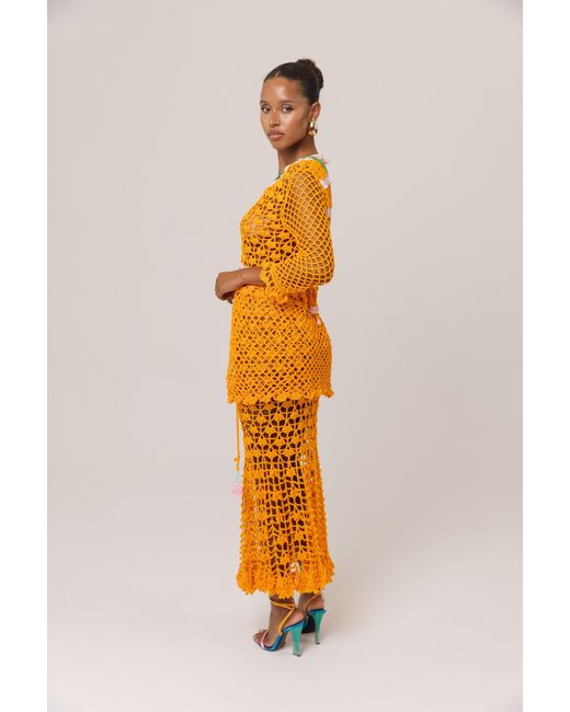 Andreeva Orange California Poppy Handmade Crochet Shirt
