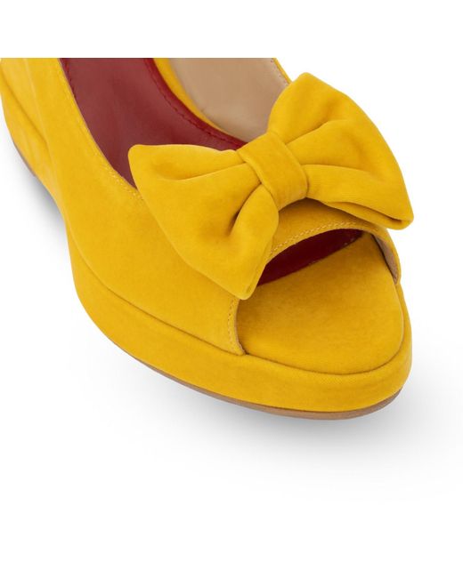 Rosamund Muir London Yellow Rignana Deep Velvet Wedges