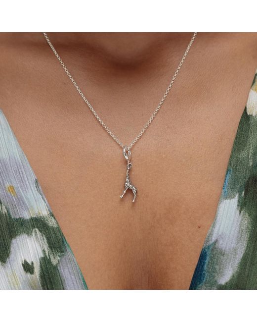 Lily Charmed Metallic Sterling Giraffe Charm Necklace