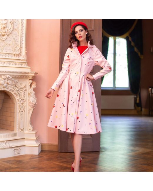 RainSisters Pink Fitted & Flared Coat With A-Line Skirt