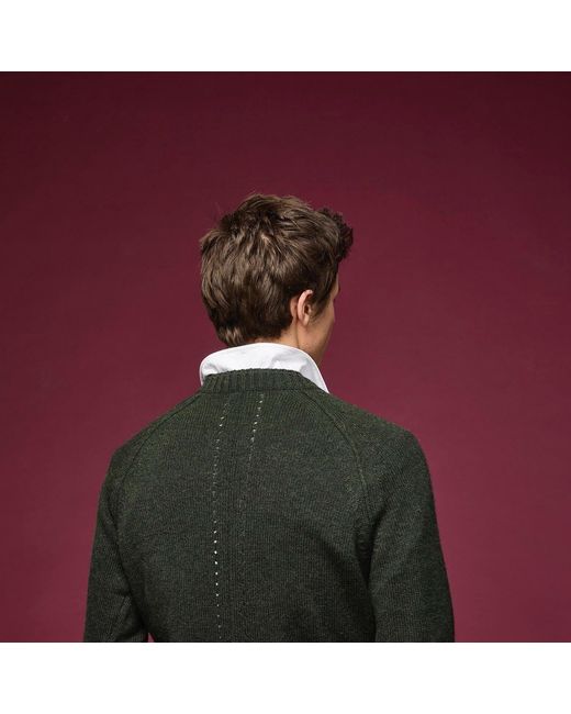 Salts Cashmere Green Double Neck Trim Crew Neck Sweater