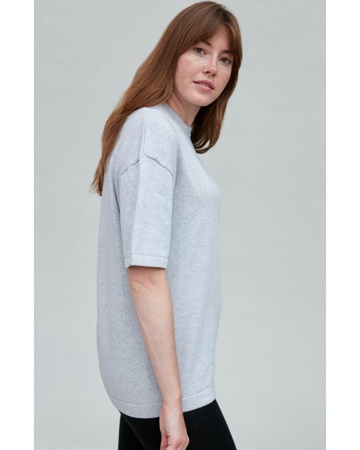 Paul James Knitwear Gray Lightweight Cotton Fenn Oversized Knitted T-Shirt