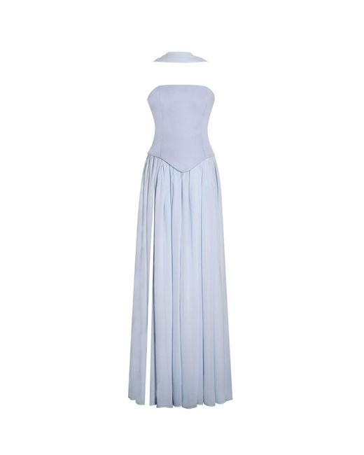 Miss Circle New York Blue Qianna Baby Peplum Top Drop Waist Chiffon Gown