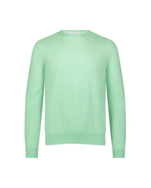 George Patrick Green Mint Crewneck Cashmere Sweater for men