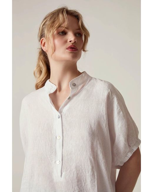 James Lakeland White Relaxed Linen Blouse