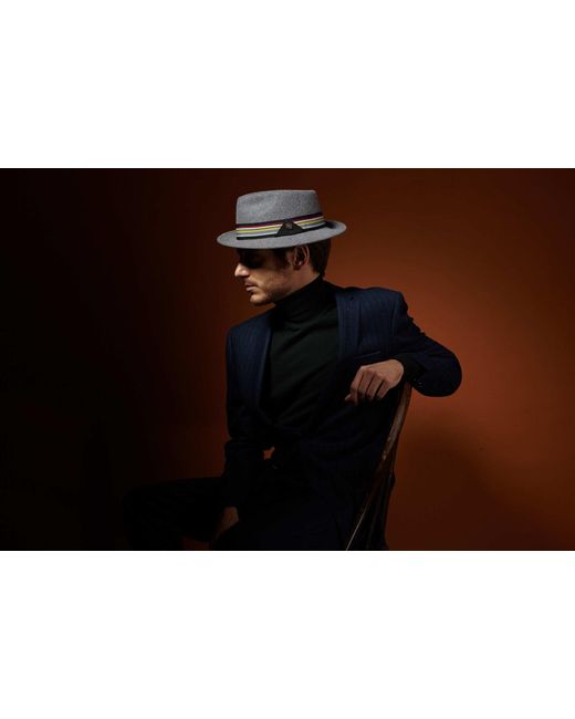 Dasmarca Hats Gray James Smoke Milange Felt Wide Brim Wool Felt Fedora Hat for men