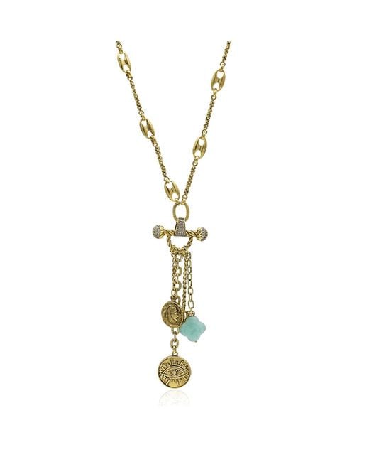 Bayemeyc Blue Raidhse Medallion Necklace