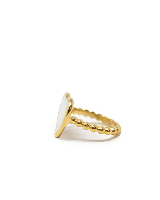 Vintouch Italy Metallic Happy Heart Pearl Stacking Ring