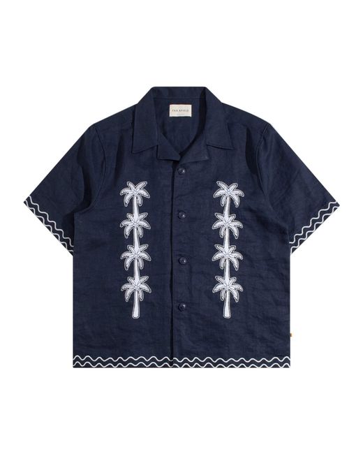Far Afield Blue Veloso Palm Appliqué Shirt for men