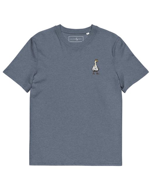 Anchor and Crew Blue Heather Dapper Duck Actual Life Organic Cotton Embroidered T-Shirt