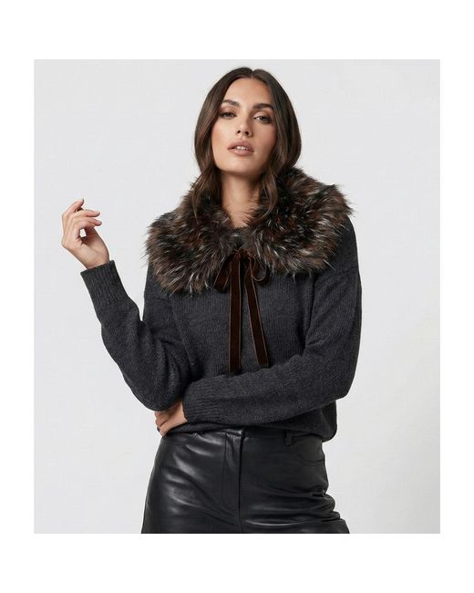 Saachi Brown Faux Fur Tie Collar