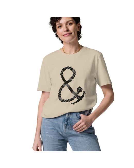 Anchor and Crew Natural Neutrals Desert Dust Oversized Ampersand Signature Organic Cotton T-Shirt