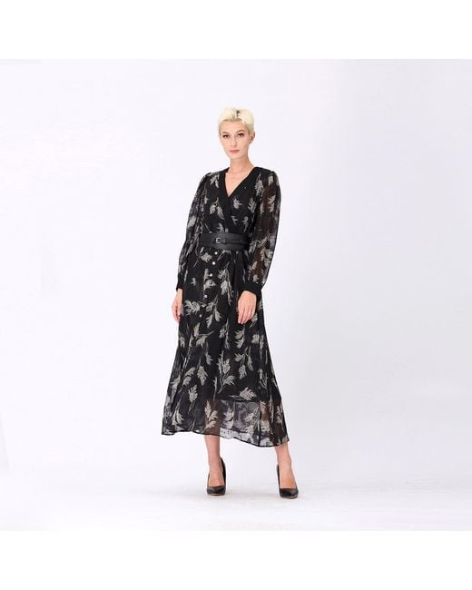 Smart and Joy Black Fit And Flare Muslin Printed Dress