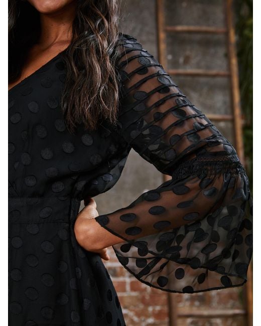 Rose & Nancy Black Ivy Polka Dot Midi Dress