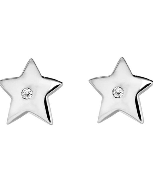 Posh Totty Designs Metallic Sterling Silver Diamond Star Stud Earrings