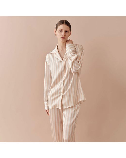 Silkinc Pink Classic Wide Stripe Long Pajama Set
