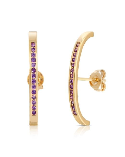 Glamrocks Jewelry Multicolor Pavé Suspension Hoops- Lavender