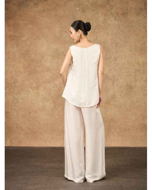 Silk and Bears White Ophelia Ivory Mist Wide Leg Palazzo Trousers