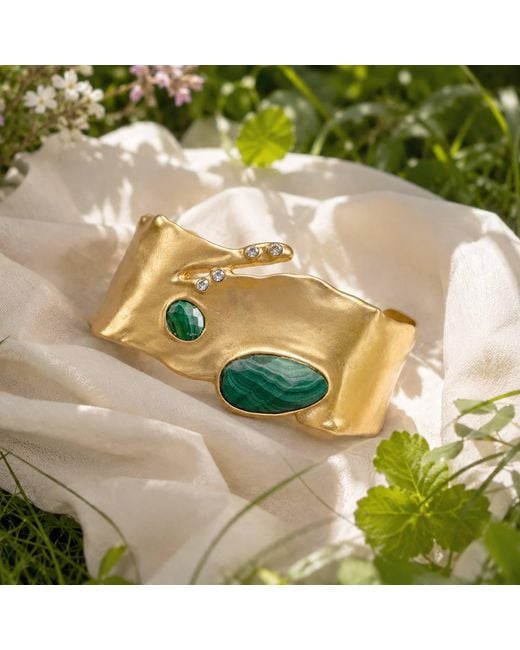 Rare Matters Jewelry Yellow Malachite Statement Cuff Bracelet