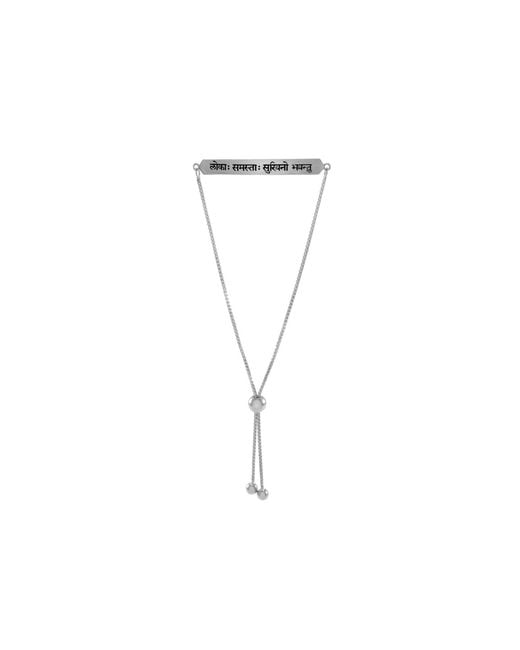 Seven Saints Metallic Sanskrit Chant May All Beings Be Happy And Free Box Chain Bracelet, Rhodium