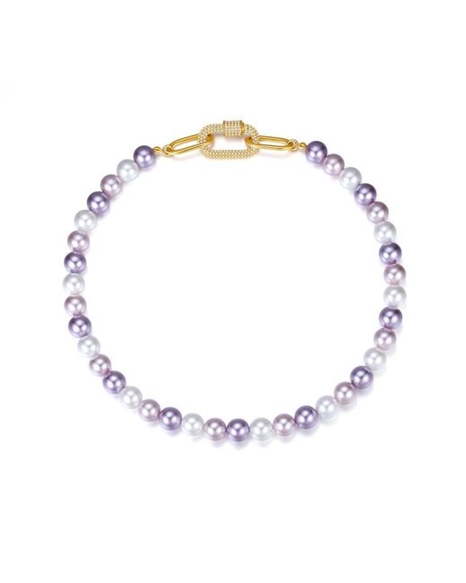 Classicharms Metallic Large Shell Pearl Necklace With Gem-Encrusted Carabiner Lock