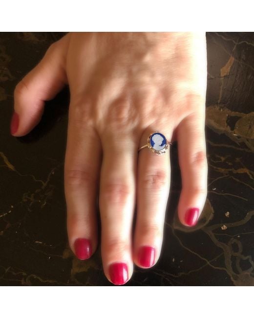 Vintouch Italy Blue Mini Cameo Stacking Ring