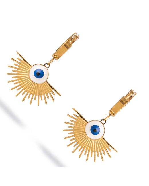 Ebru Jewelry Metallic Radiant Evil Eye Earrings