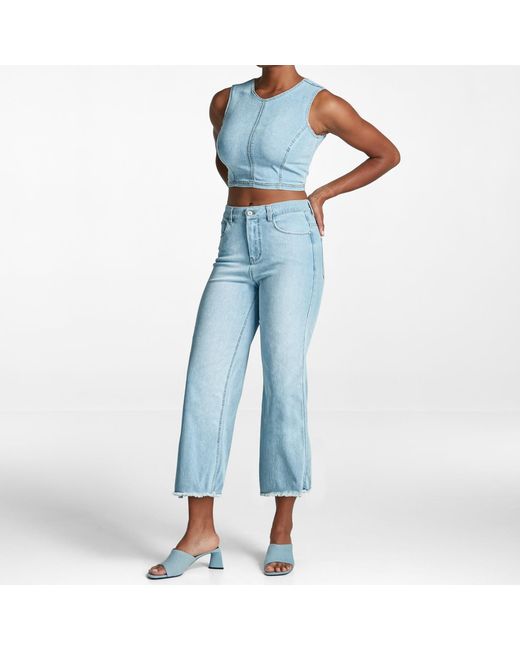 Commando Blue High-Rise Cropped Wide Leg