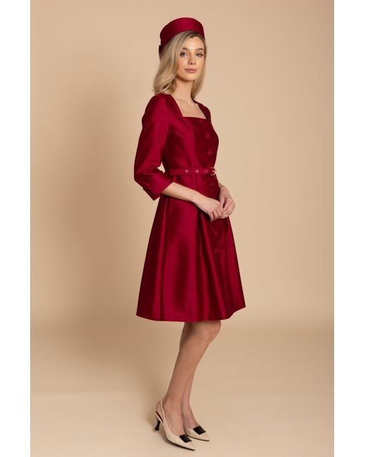 Santinni Red 'Spencer' Silk & Wool Dress