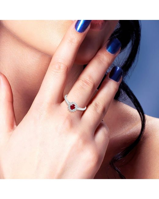 Artisan Multicolor Oval Ruby And Diamond Halo Ring