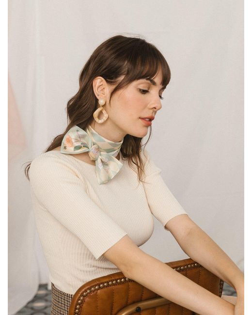 Lost Pattern Metallic Wonderland Silk Twill Neck Bow