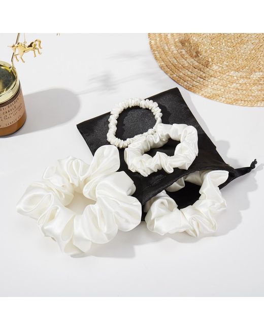 Soft Strokes Silk Metallic Pure Mulberry Silk Mini Scrunchie Set Of Five