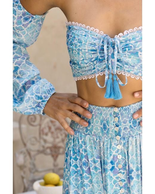 Sophia Alexia Blue Azure Mosaic Fiji Top