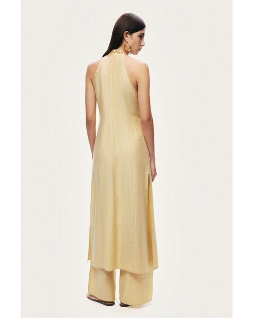Nocturne Yellow Studded Halter Neck Tunic