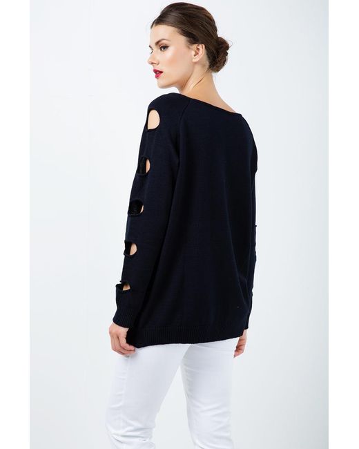 Conquista Blue Hole Detail Loose Sweater