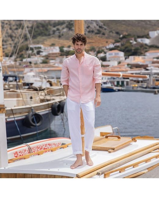 Haris Cotton Gray Linen Pants Marine for men