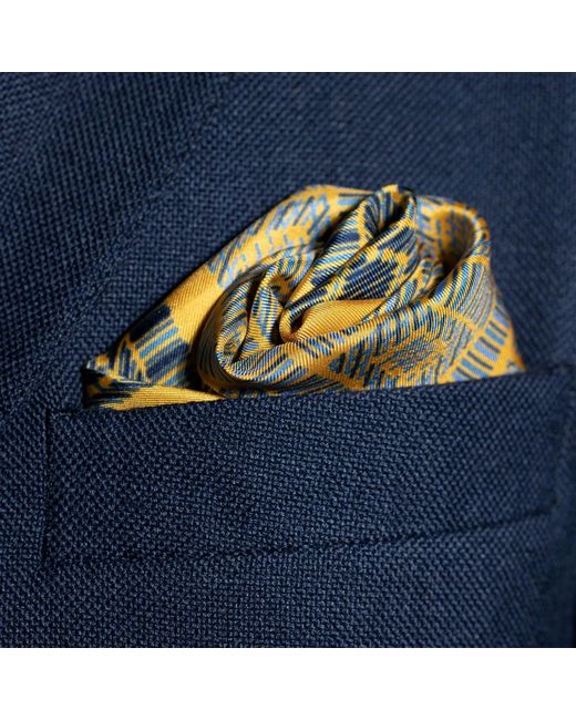 Otway & Orford Green 'City Squares' Geometric Silk Pocket Square for men