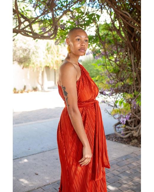 Jennafer Grace Red Tatjana One-Shoulder Maxi Dress